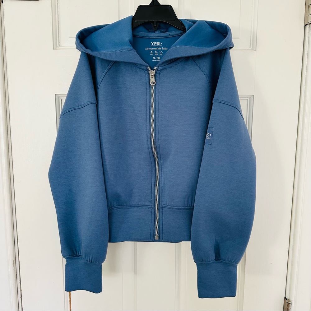 abercrombie kids YPB Neoknit Full Zip Hoodie Girls Sweatshirt Blue